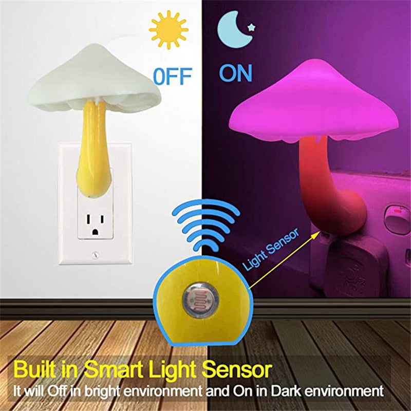 LED Night Light Mushroom Wall Socket Lamp EU US Plug Warm White Light-control Sensor Bedroom Light Home Decoration LED Night Light Mushroom Wall Socket Lamp EU US Plug Warm White Light-control Sensor Bedroom Light Home Decoration